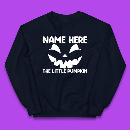 Personalised Your Name Here The Little Pumpkin Jack O Lantern Scary Spooky Face Kids Jumper
