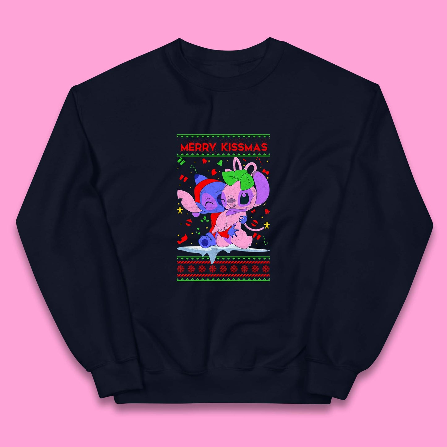 merry kissmas disney stitch and angel jumper
