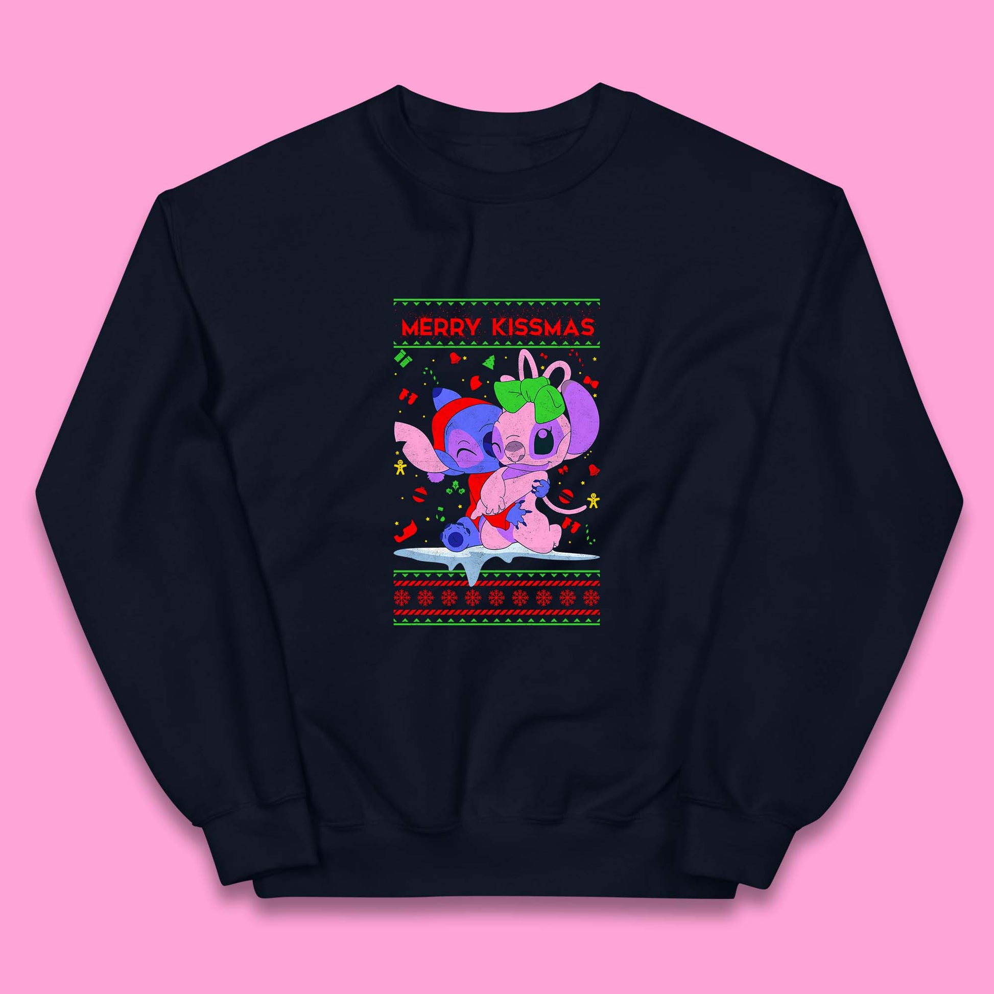 merry kissmas disney stitch and angel jumper