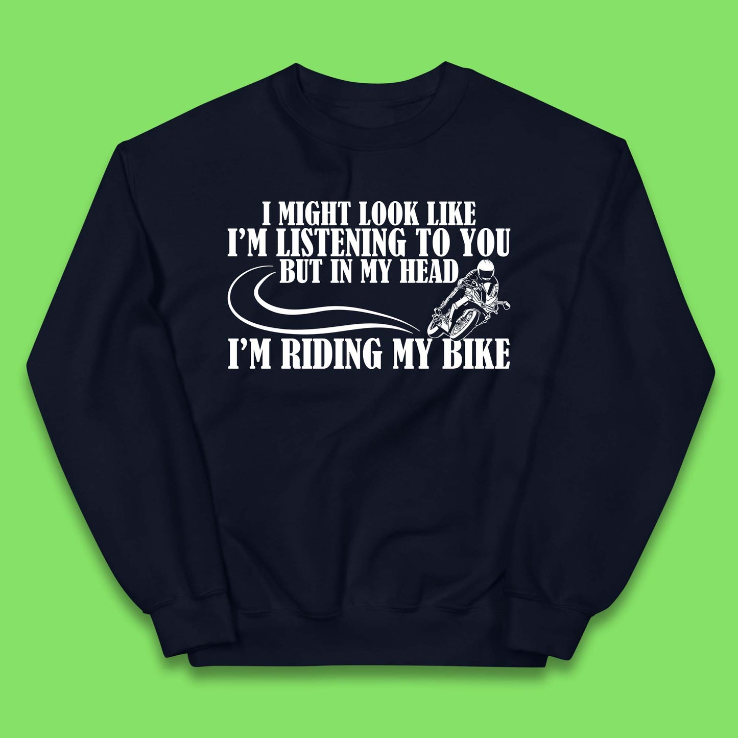 In My Head I'm Riding My Bike Kids Jumper