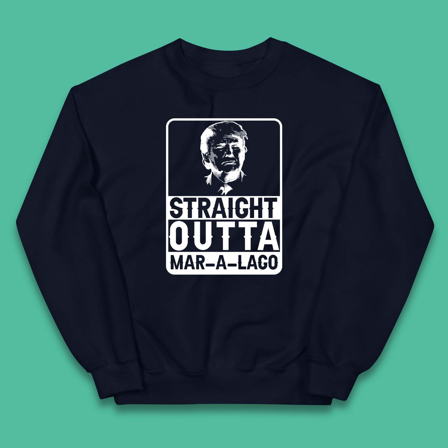 Donald Trump Straight Outta Mar-A-Lago USA Mugshot President Elections 2024 Kids Jumper