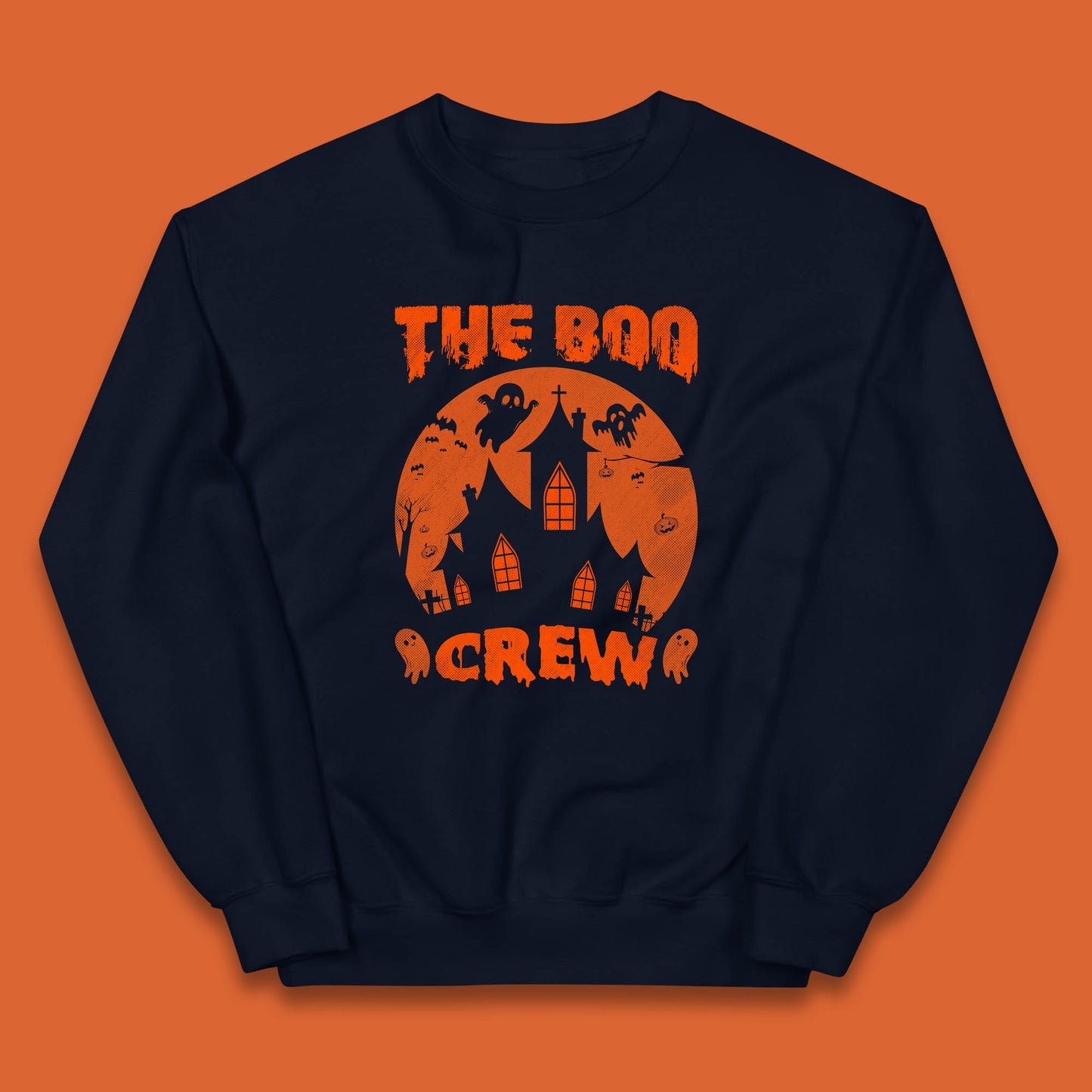 The Boo Crew Halloween Boo Squad Matching Costume Haunted House Horror Boo Ghost Kids Jumper