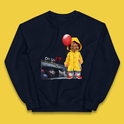 Oh Shit Pennywise Chucky Clown Spoof Halloween IT Pennywise Clown Horror Movie Character Kids Jumper
