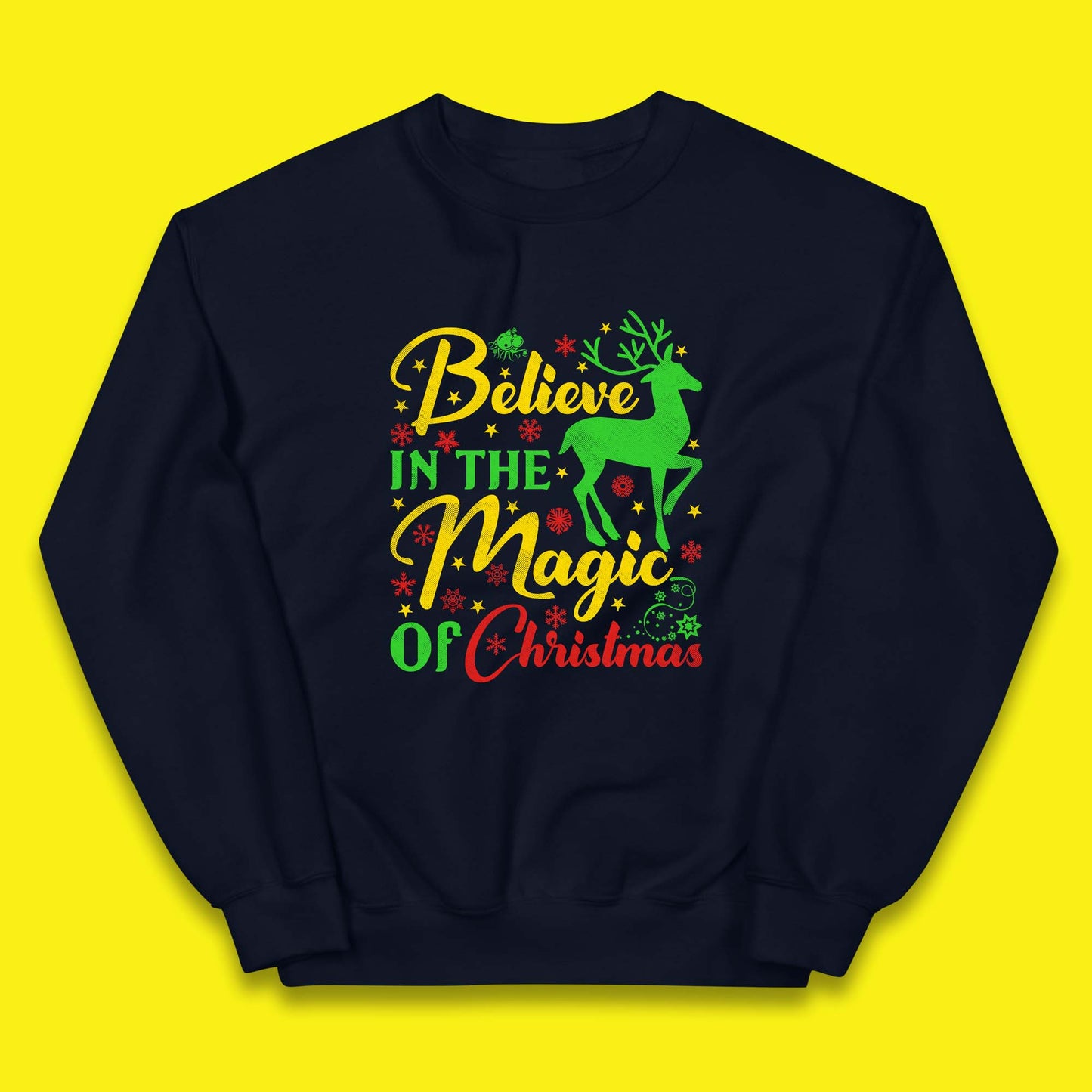 believe in the magic of christmas reindeer jumper