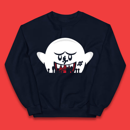 Super Mario Boo Trick Or Treat Halloween Nintendo Mario Iconic Ghost Boo Kids Jumper