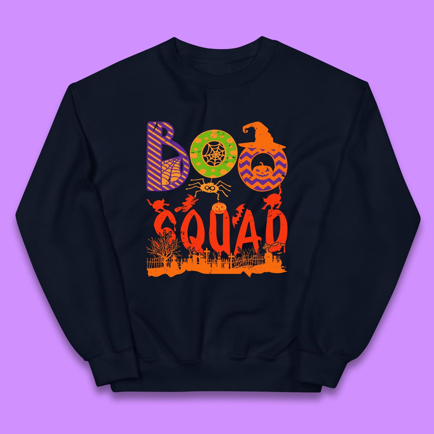 Boo Squad Halloween Matching Costume Horror Boo Crew Kids Jumper