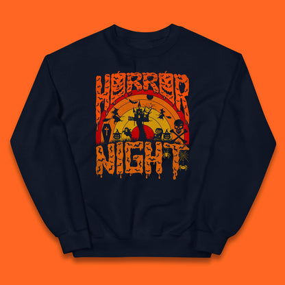 Halloween Horror Night Vintage Rainbow Flying witches Scary Boo Spooky Festive Night Kids Jumper