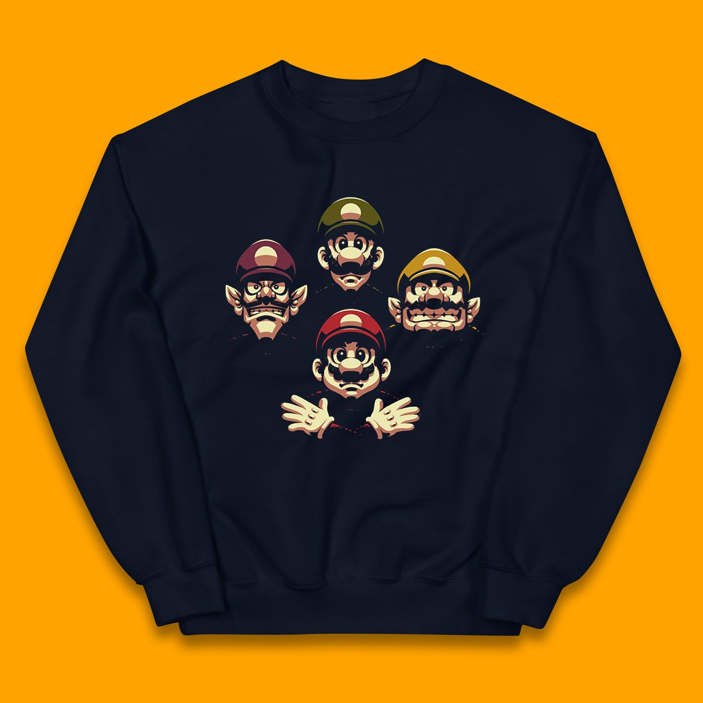 Mario Characters Funny Old Faces Super Mario, Luigi, Wario And Waluigi Game Players Mario Bro Toad Retro Gaming Kids Jumper