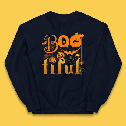 Bootiful Halloween Ghost Funny Boo Ghost Scary Spooky Season Kids Jumper