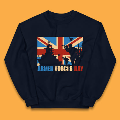 UK Flag British Armed Forces Day WWI Remembrance Day British Veterans Day Kids Jumper