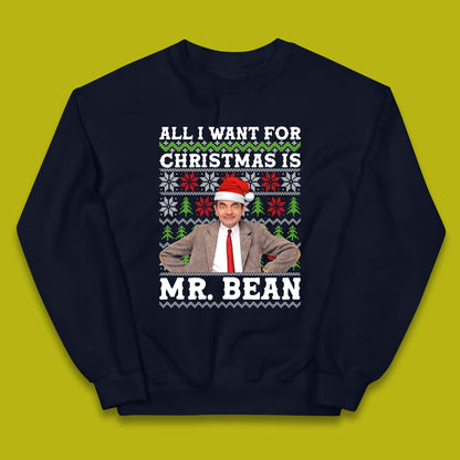 Want Mr Bean For Christmas Kids Jumper