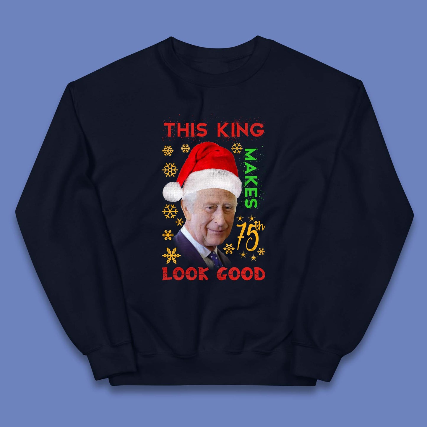 King Charles III Christmas Kids Jumper