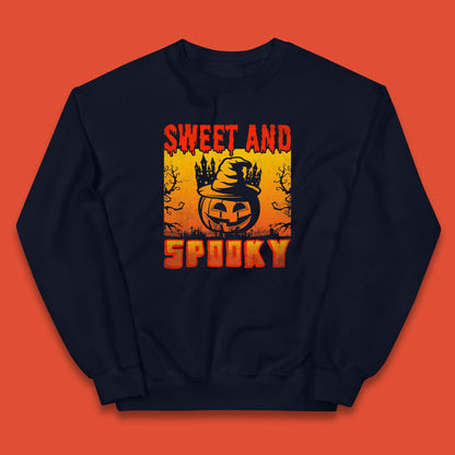 Sweet And Spooky Happy Halloween Witch Hat Pumpkin Horror Scary Season Kids Jumper