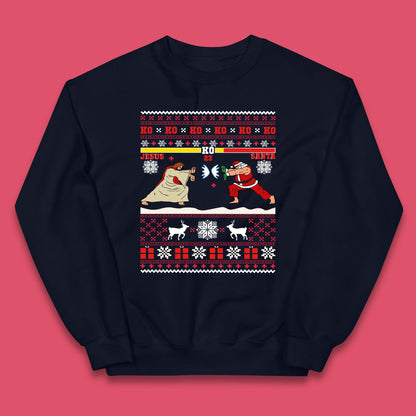 Jesus Vs Santa KO Christmas Kids Jumper