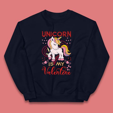 Unicorn Is My Valentine Kids Jumper