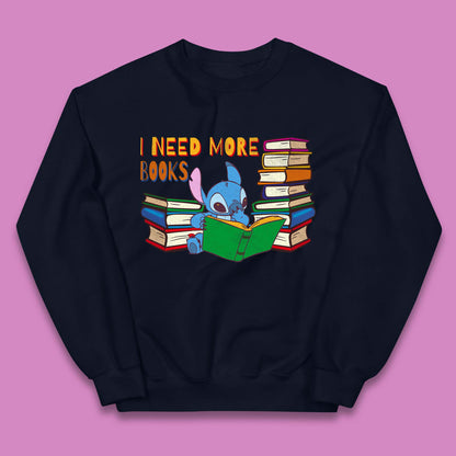 Stitch Reading A Book Kids Jumper