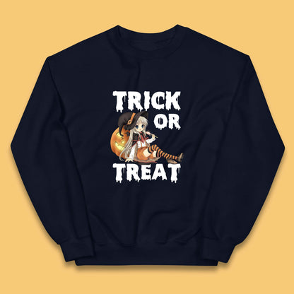 Trick Or Treat Halloween Witch Anime Horror Scary Pumpkin Halloween Costume Kids Jumper