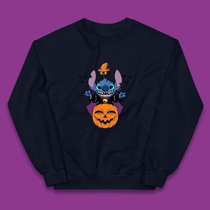 Disney Halloween Pumpkin Devil Stitch With Black Cat Horror Scary Disney Lilo & Stitch Kids Jumper