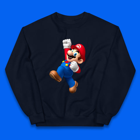 Super Mario Jumping In Happy Mood Funny Game Lovers Players Mario Bro Toad Retro Gaming Kids Jumper