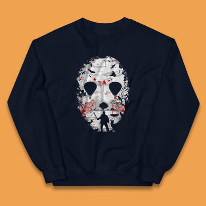 Crystal Lake Jason Voorhees Face Mask Halloween Friday The 13th Horror Movie Kids Jumper