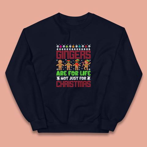 Gingers Are For Life Not Just For Christmas Gingers Lovers Ugly Xmas Gingerbread Cookies Kids Jumper