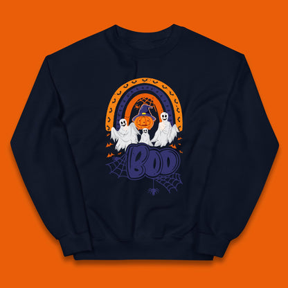 Halloween Boo Ghosts With Witch Pumpkin Scary Spooky Season Kids Jumper