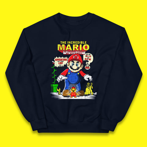 The Incredible Mario The Strongest Plumber Of All Time Super Mario Funny Plumber Mario Bros Gaming Kids Jumper