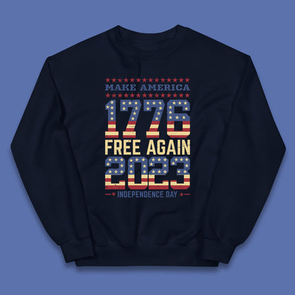 Make America Free Again 1776-2023 Independence Day Funny Free Speech Kids Jumper