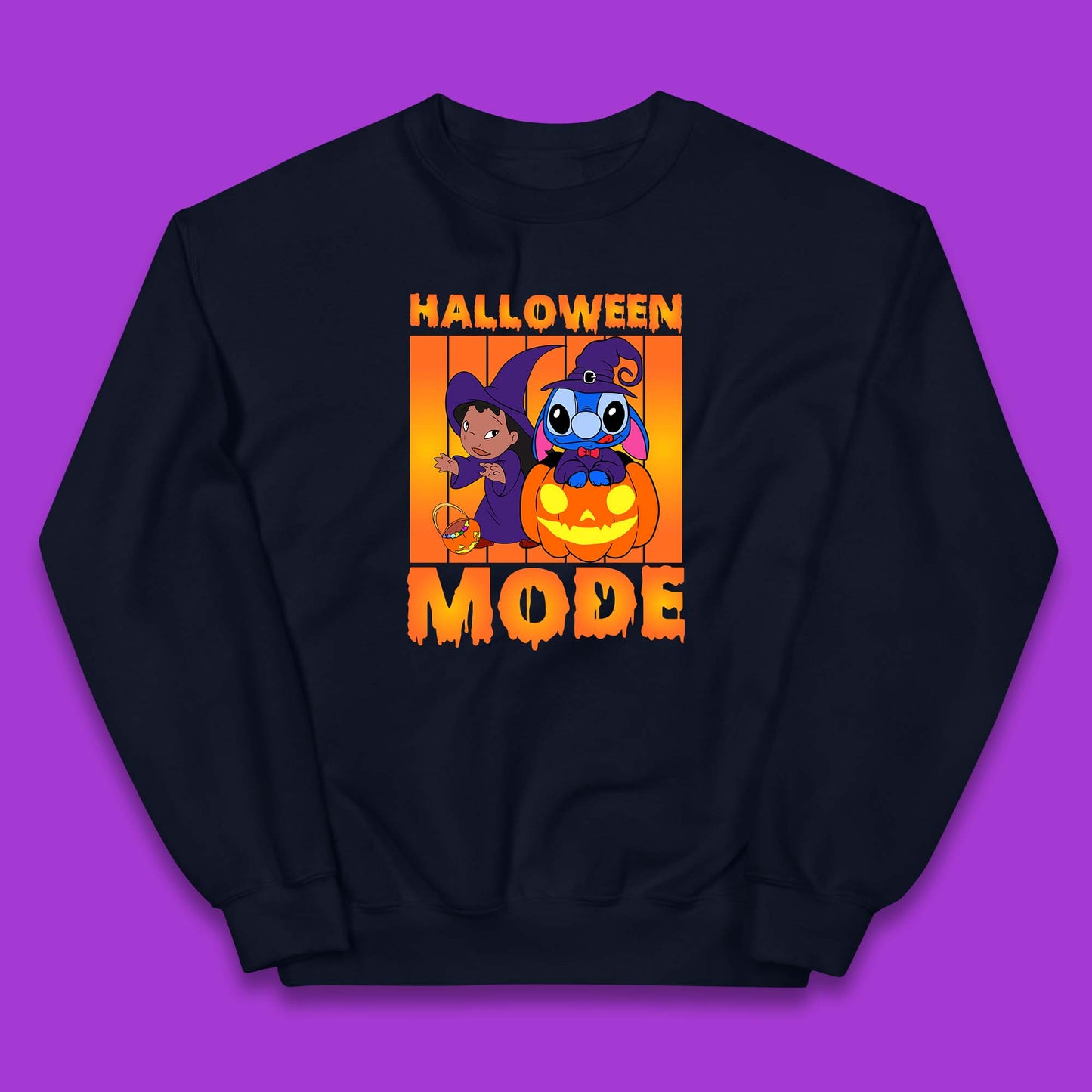 Halloween Mode Disney Lilo & Stitch Halloween Pumpkin Witch Hat Stitch Spooky Disneyland Trip Kids Jumper