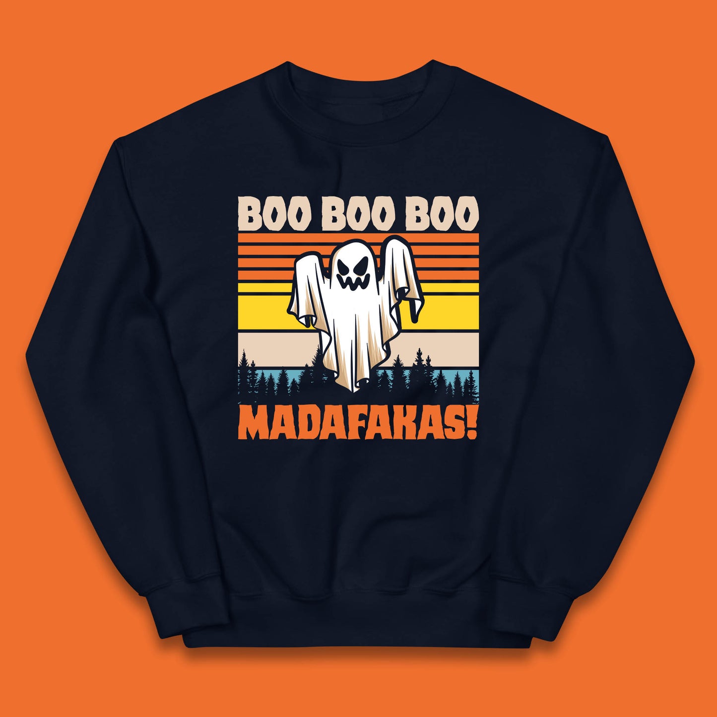 Ghost Say Boo Boo Boo Madafakas Halloween Vintage Horror Scary Boo Ghost Kids Jumper