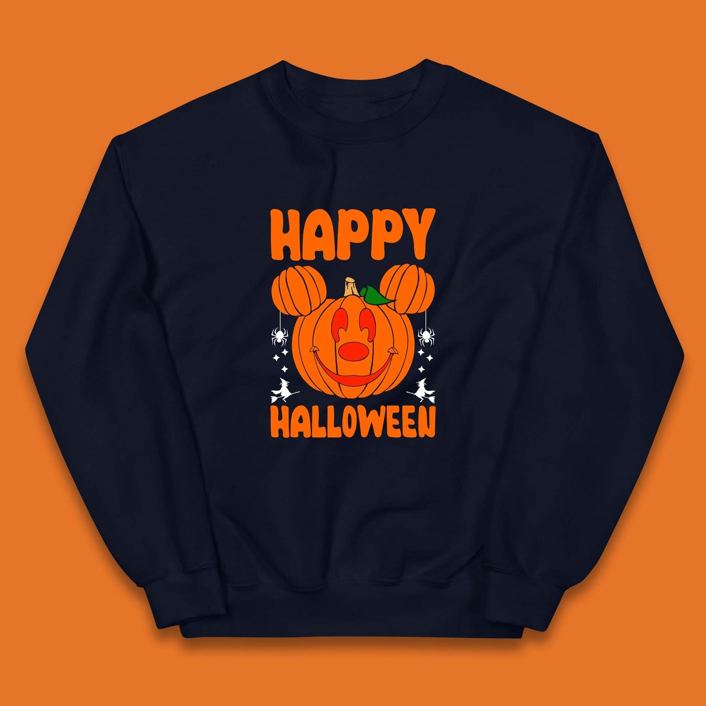 Happy Halloween Disney Mickey Mouse Jack-o-lantern Pumpkin Face Horror Scary Disney Trip Kids Jumper