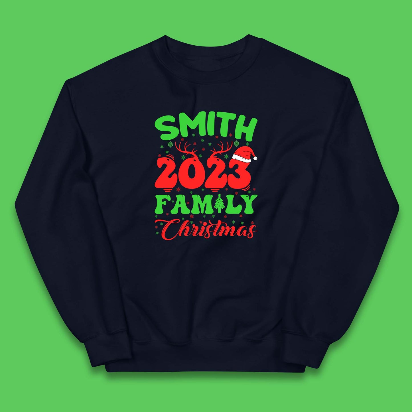 Personalised 2023 Family Christmas Your Name Xmas Matching Family Costume Kids Jumper