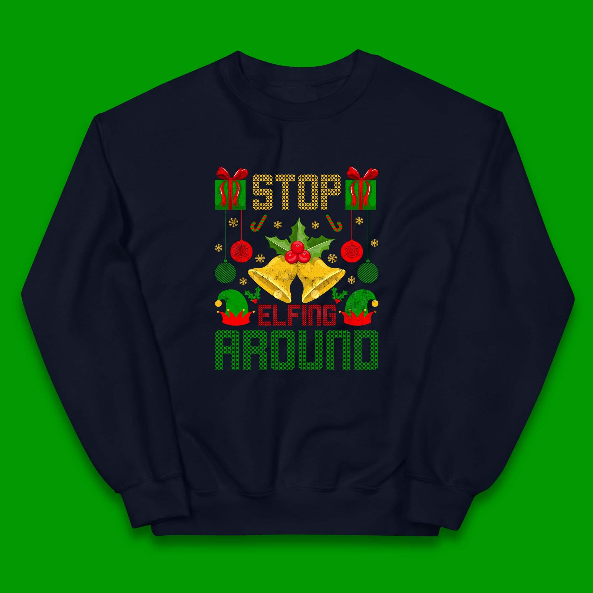 christmas stop elfing around jumper