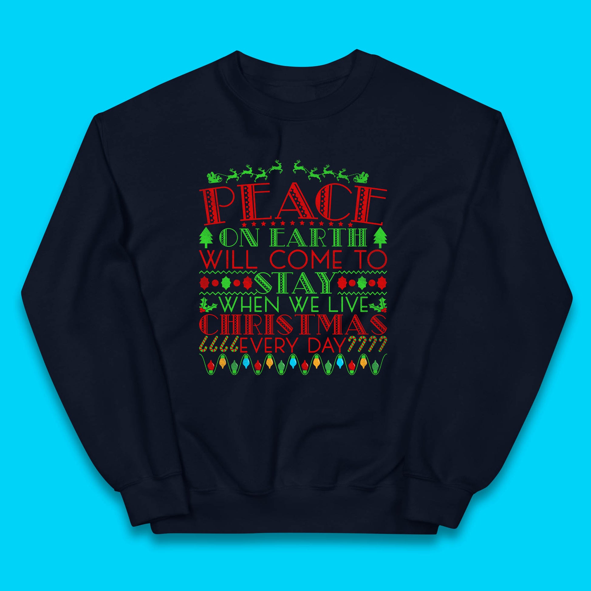 peace on earth christmas quote jumper