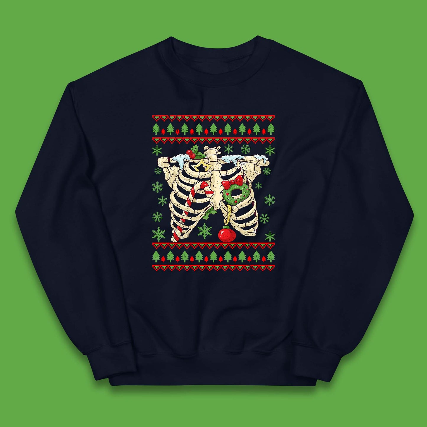 Christmas Ribs Skeleton Kids Jumper