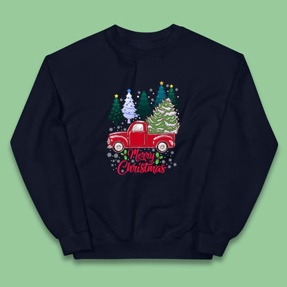 merry christmas red retro truck jumper