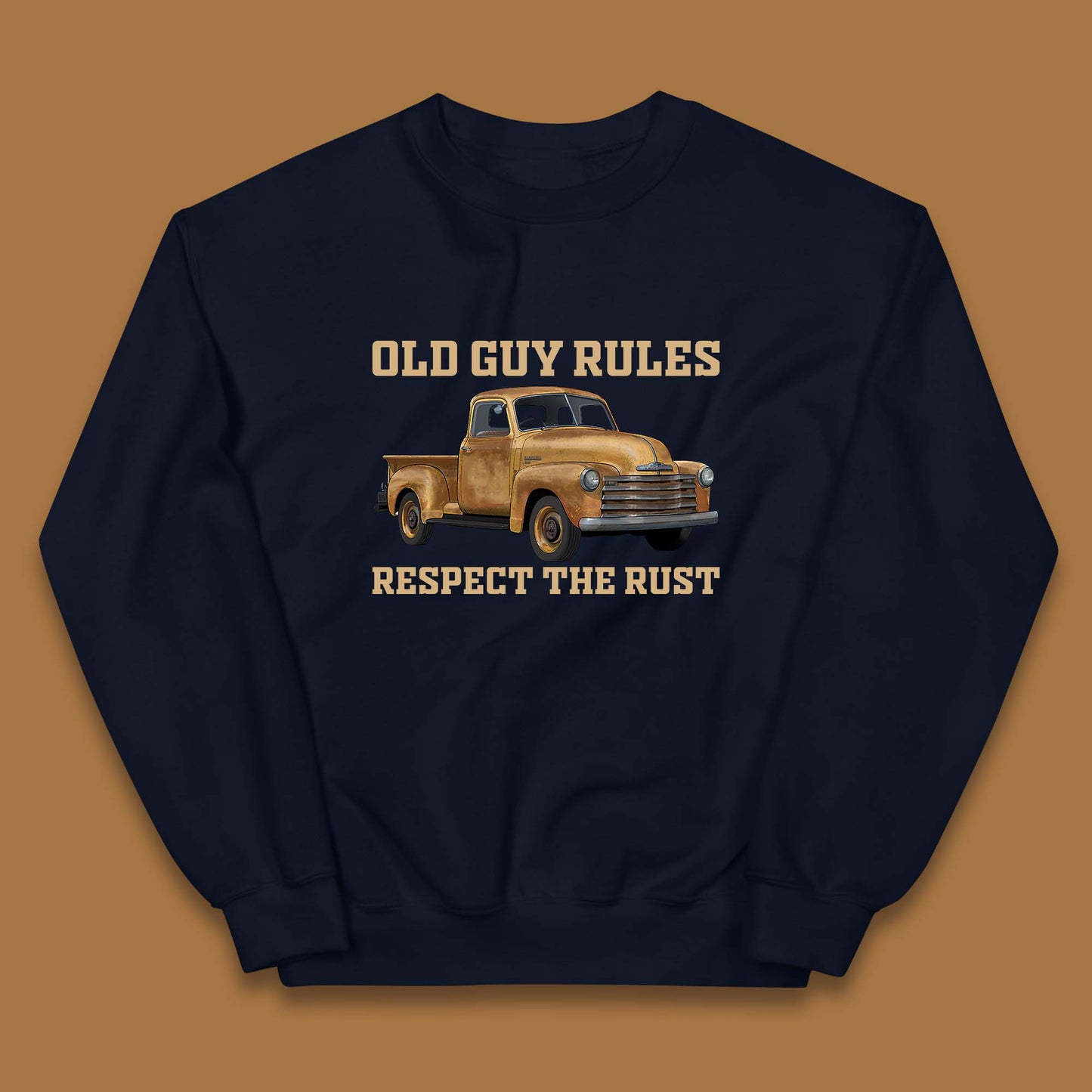 Old Guy Rules Respect The Rust Truck Classic Antique Truck Enthusiasts Kids Jumper