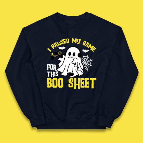I Paused My Game For This Boo Sheet Ghost With Controller Halloween Gamer Kids Jumper
