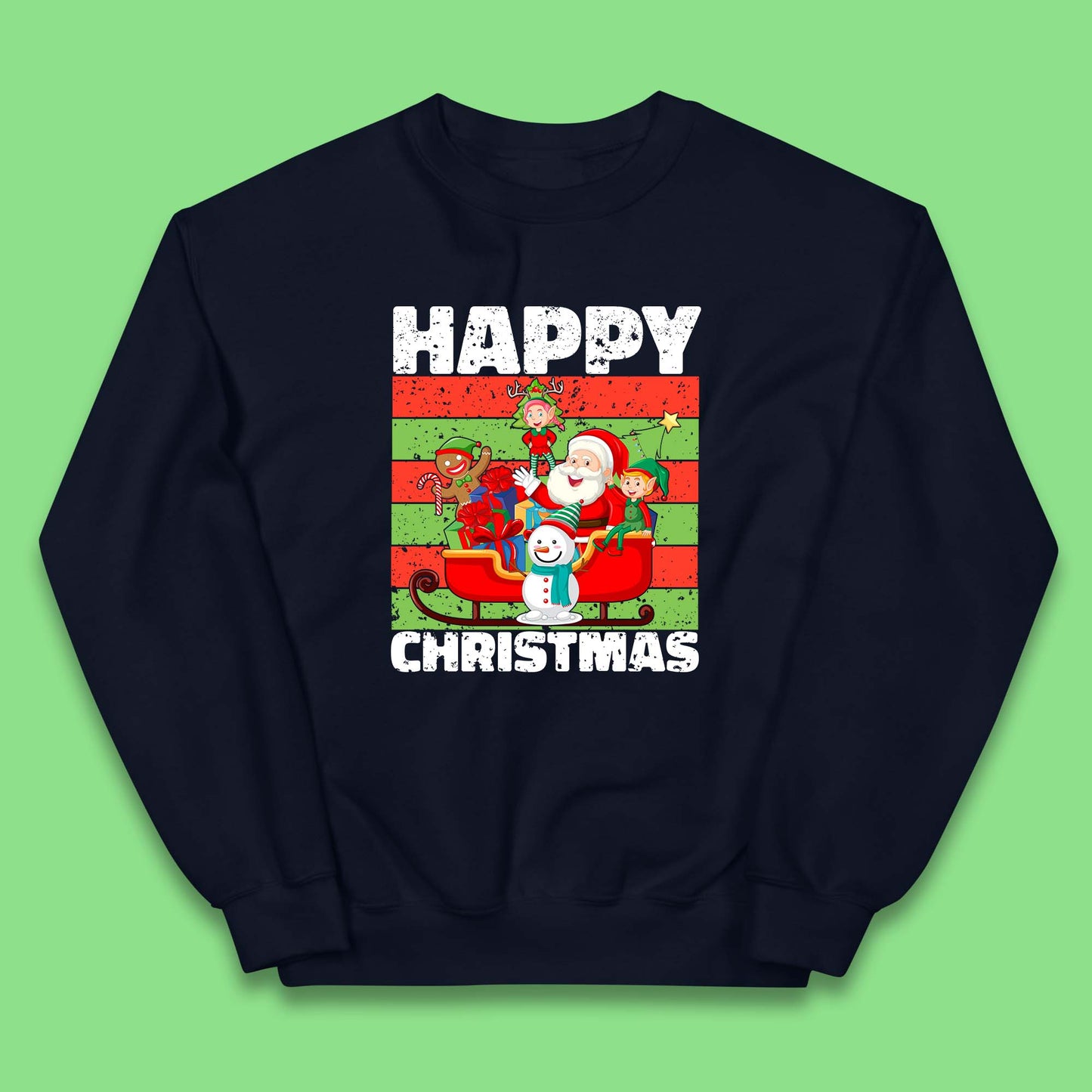 santa and friends on sleigh christmas jumper