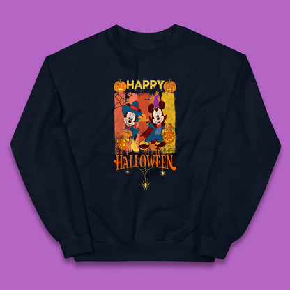 Happy Halloween Disney Witch Mickey Mouse Minnie Mouse Horror Scary Disneyland Trip Kids Jumper