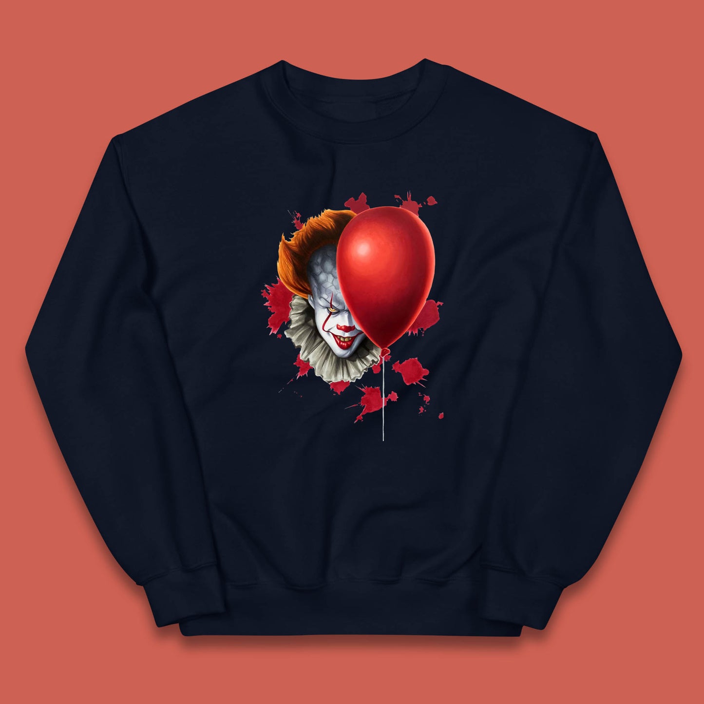 IT Pennywise Clown With Balloon Halloween Evil Clown Costume Horror Movie Serial Killer Kids Jumper