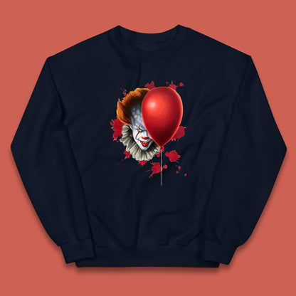IT Pennywise Clown With Balloon Halloween Evil Clown Costume Horror Movie Serial Killer Kids Jumper