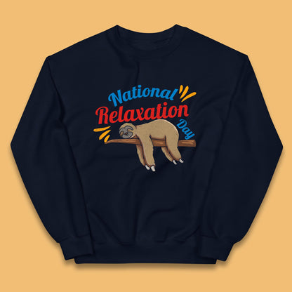 National Relaxation Day Sleeping Sloth Funny Sloth Nap Lazy Sloth Kids Jumper
