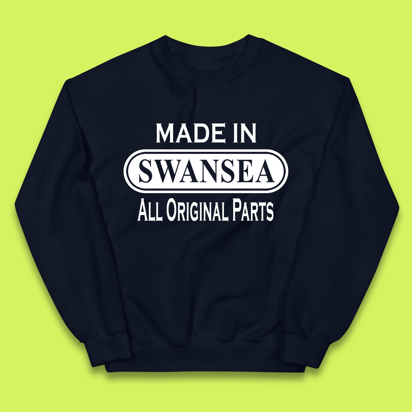 Made In Swansea All Original Parts Vintage Retro Birthday Coastal City Of Wales Gift Kids Jumper