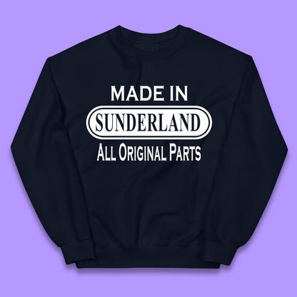 Made In Sunderland All Original Parts Vintage Retro Birthday Port City In Tyne And Wear, England Gift Kids Jumper