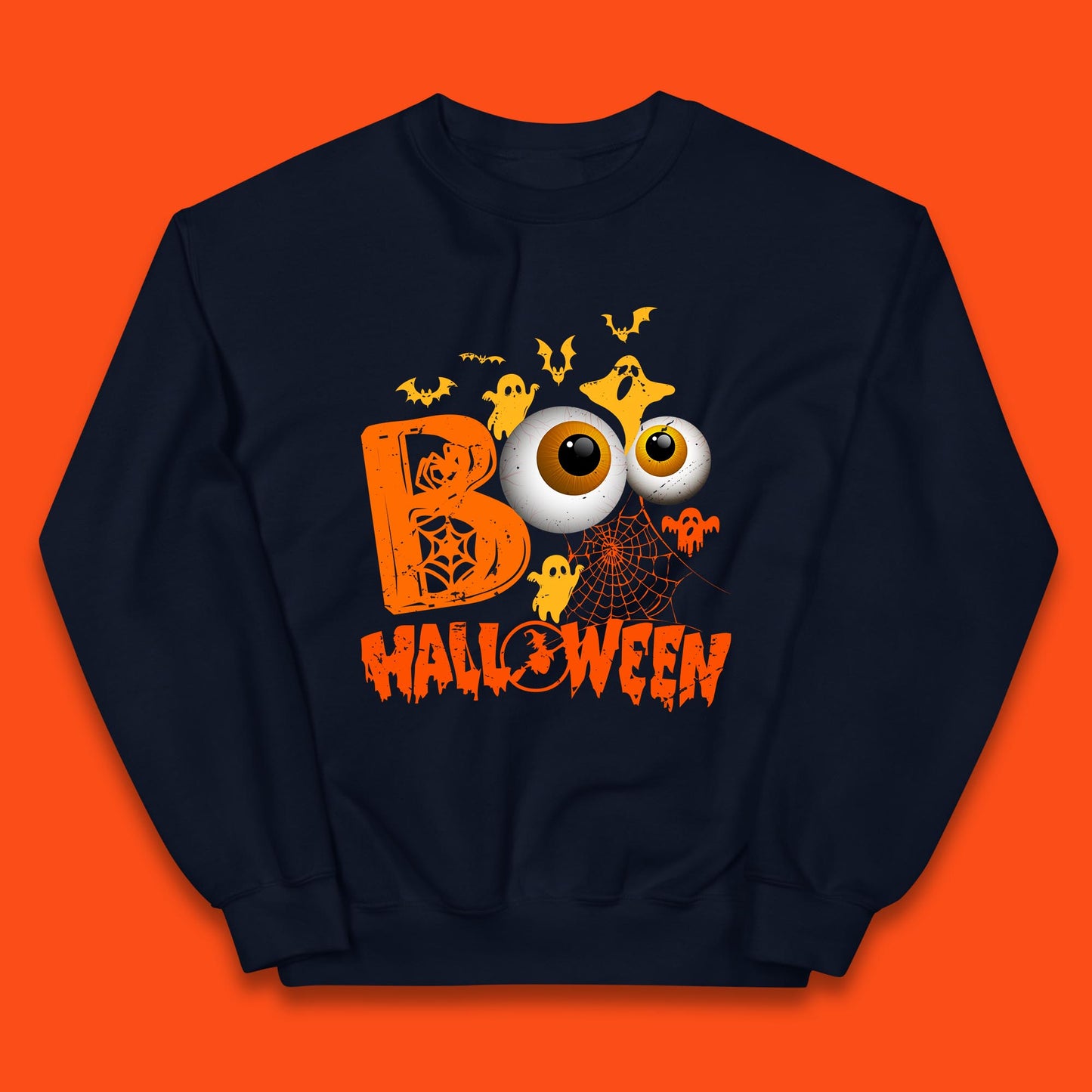 Halloween Spooky Boo Eye Balls Funny Halloween Boo Ghost Spooky Season Kids Jumper