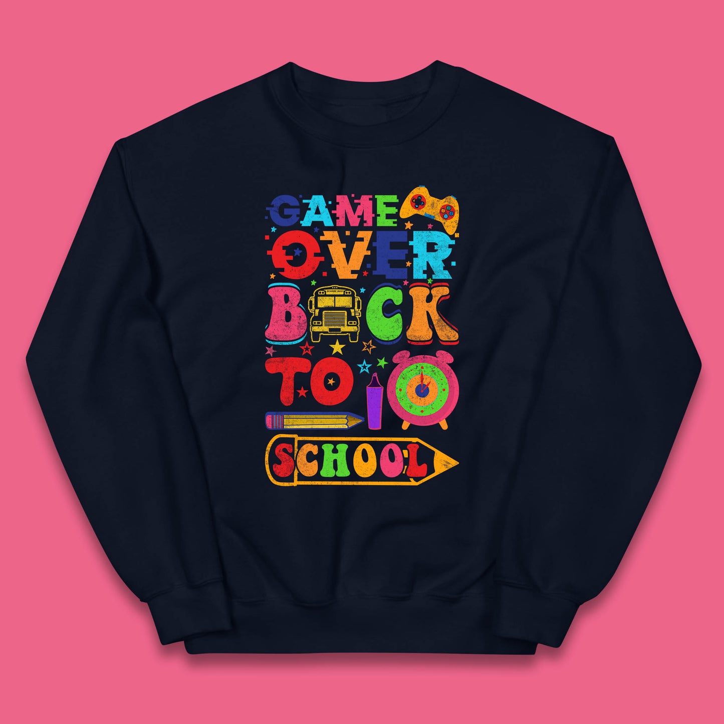 Game Over Back To School Gaming Lover Colorful School Costume Gift Kids Jumper