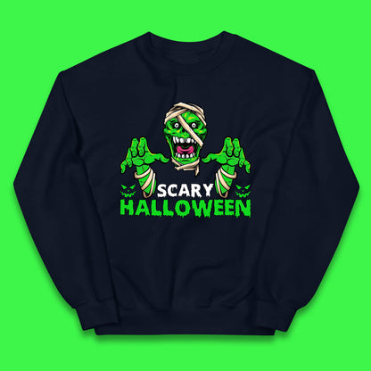 Scary Halloween Skull Zombie Mummy Horror Monster Zombie Hands Scary Vibes Kids Jumper