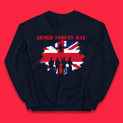 Armed Forces Day Great Britain Flag Anzac Day Lest We Forget British Veteran Day Kids Jumper