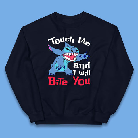 Disney Angry Stitch Cartoon Touch Me And I Will Bite You Lilo & Stitch Kids Jumper